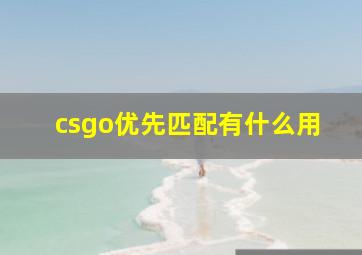 csgo优先匹配有什么用