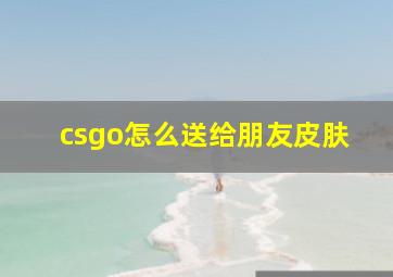 csgo怎么送给朋友皮肤