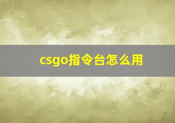 csgo指令台怎么用