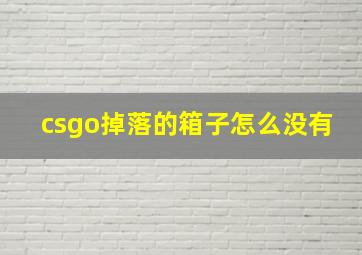 csgo掉落的箱子怎么没有