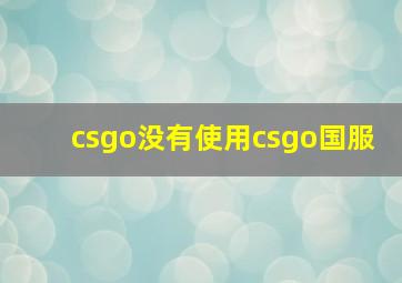 csgo没有使用csgo国服