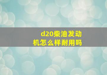 d20柴油发动机怎么样耐用吗