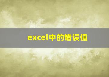 excel中的错误值