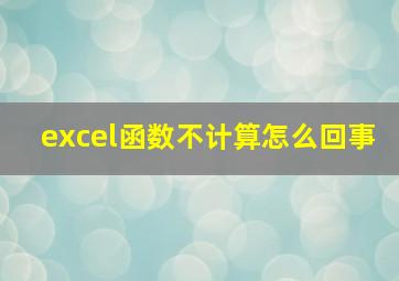 excel函数不计算怎么回事