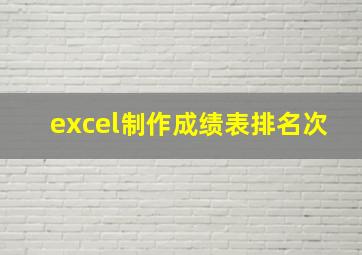 excel制作成绩表排名次