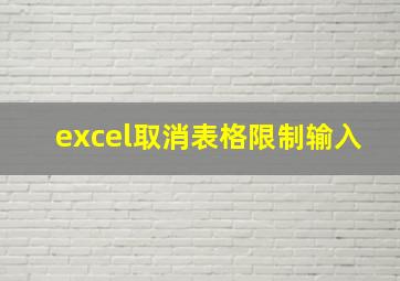 excel取消表格限制输入