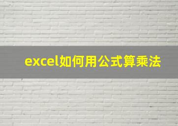 excel如何用公式算乘法