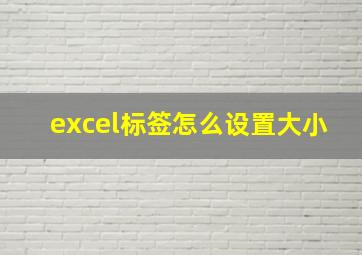 excel标签怎么设置大小