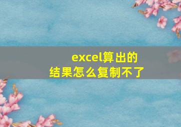 excel算出的结果怎么复制不了