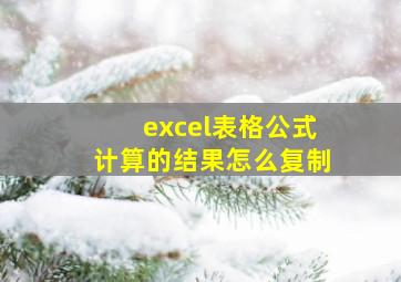 excel表格公式计算的结果怎么复制