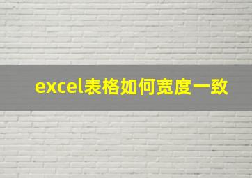 excel表格如何宽度一致