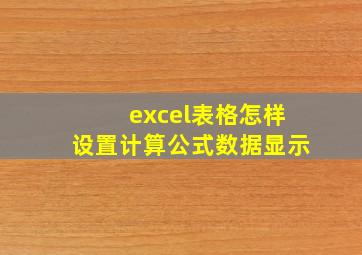 excel表格怎样设置计算公式数据显示