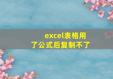 excel表格用了公式后复制不了