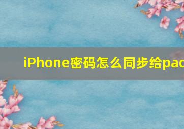 iPhone密码怎么同步给pad