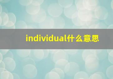 individual什么意思