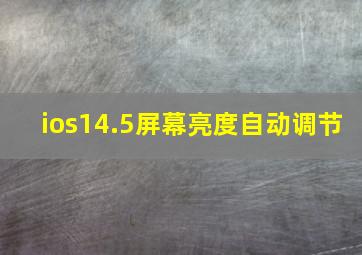 ios14.5屏幕亮度自动调节