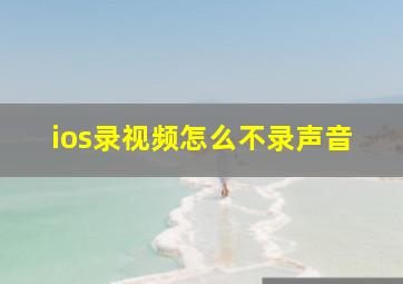 ios录视频怎么不录声音