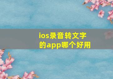 ios录音转文字的app哪个好用