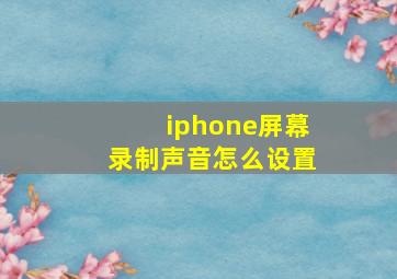 iphone屏幕录制声音怎么设置