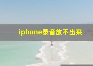 iphone录音放不出来