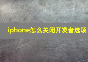 iphone怎么关闭开发者选项