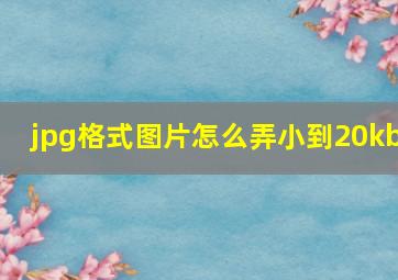 jpg格式图片怎么弄小到20kb