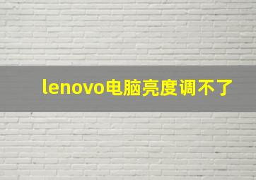 lenovo电脑亮度调不了