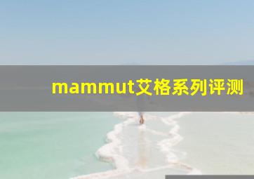 mammut艾格系列评测