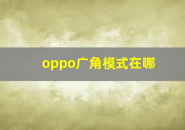 oppo广角模式在哪