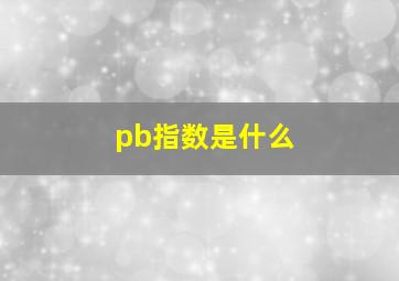 pb指数是什么