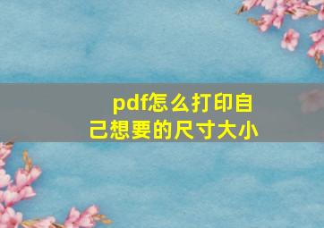 pdf怎么打印自己想要的尺寸大小