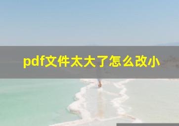 pdf文件太大了怎么改小