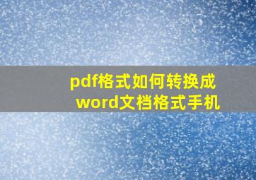 pdf格式如何转换成word文档格式手机