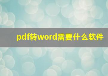 pdf转word需要什么软件