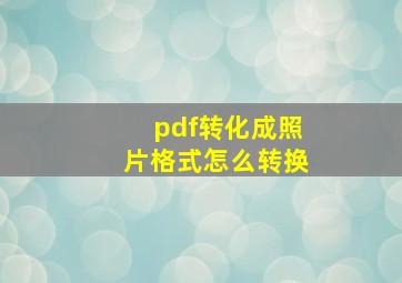 pdf转化成照片格式怎么转换