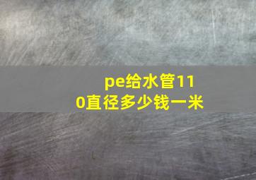 pe给水管110直径多少钱一米