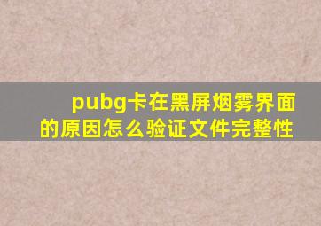 pubg卡在黑屏烟雾界面的原因怎么验证文件完整性