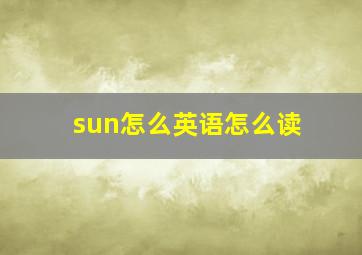 sun怎么英语怎么读