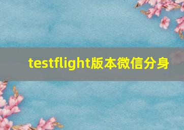 testflight版本微信分身