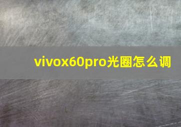 vivox60pro光圈怎么调