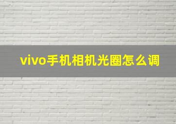 vivo手机相机光圈怎么调