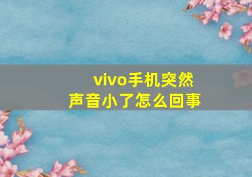 vivo手机突然声音小了怎么回事