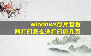 windows照片查看器打印怎么选打印哪几页