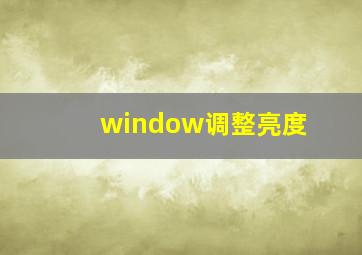 window调整亮度