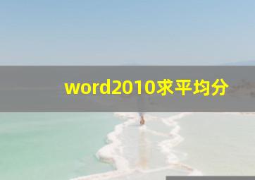 word2010求平均分