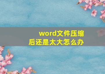 word文件压缩后还是太大怎么办