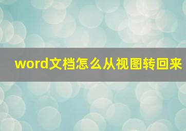 word文档怎么从视图转回来