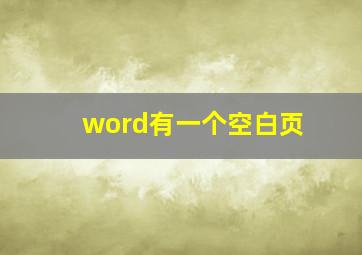 word有一个空白页