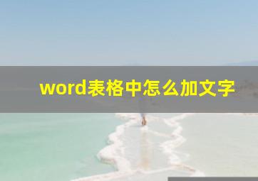 word表格中怎么加文字