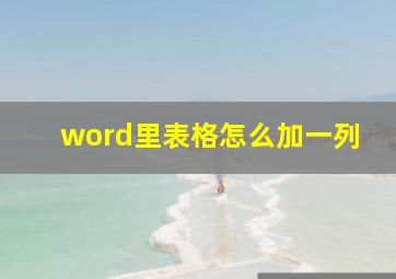 word里表格怎么加一列